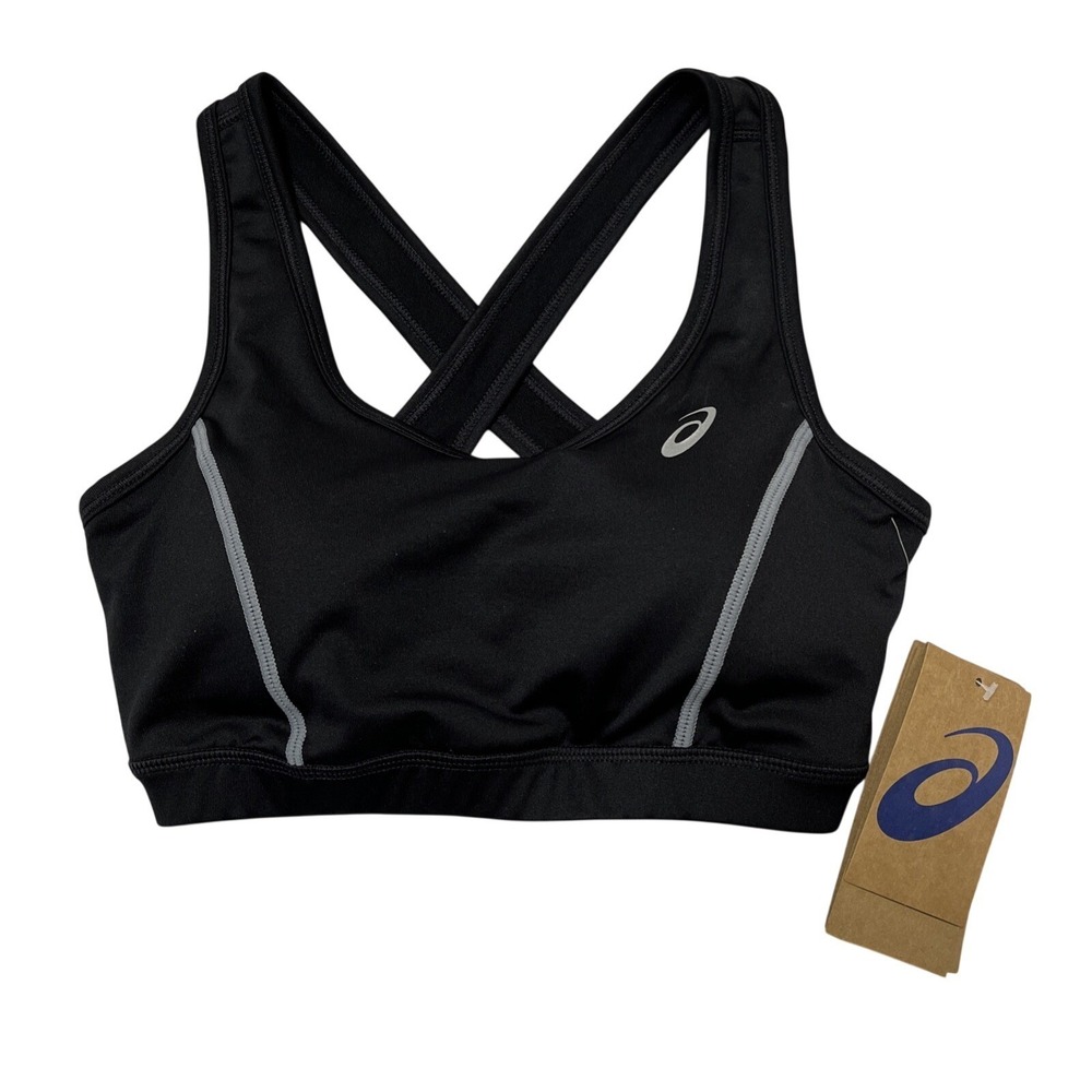 Asics Sports Bra Black Training Core Womens XS Medium Support Quick Dry Gym